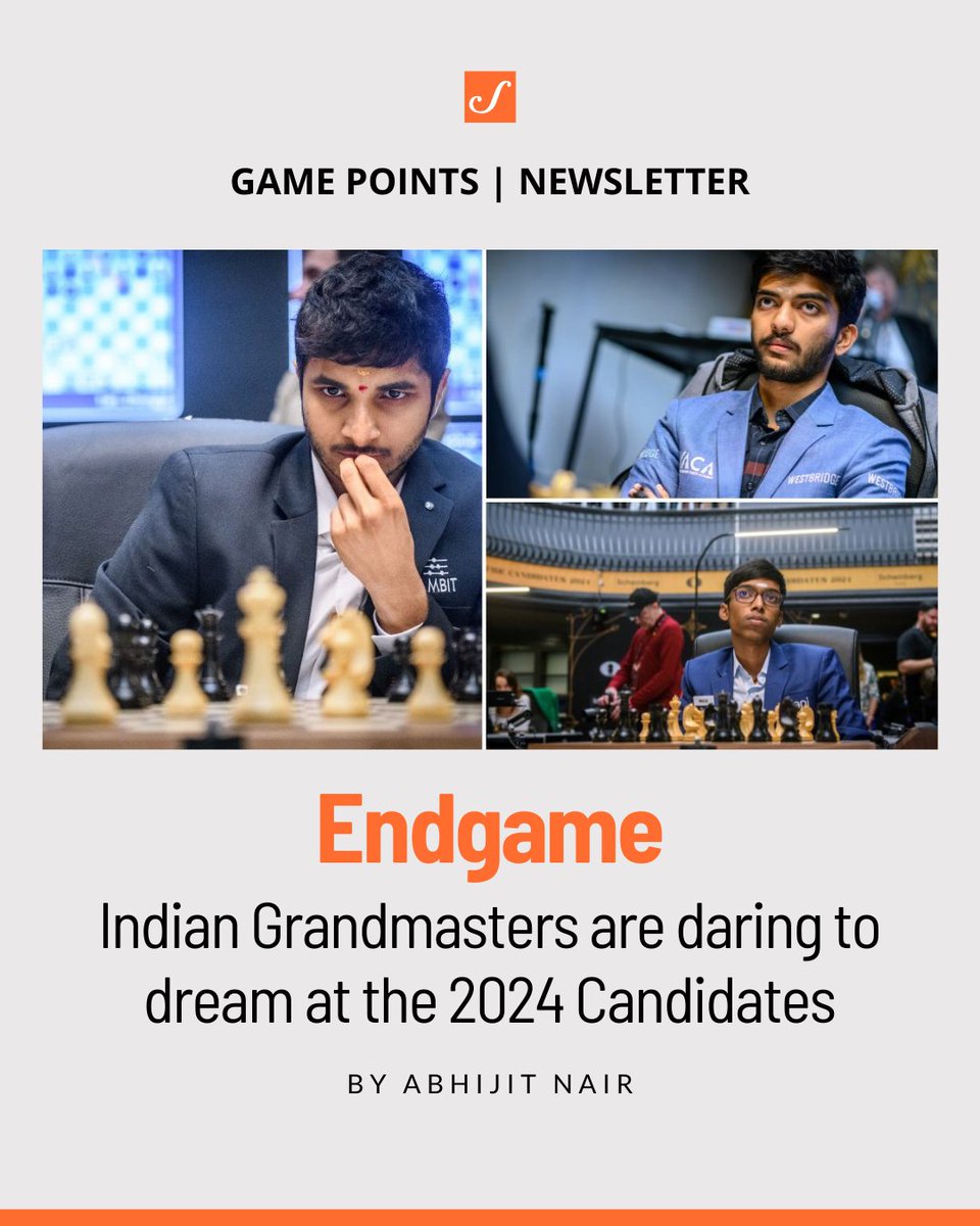 #Chess #Candidates2024 As the pathway to the World Championship match reaches the end, the three Indian underdogs have held their own in a competitive field, @Abhiee0312 writes in this week's #GamePoints by @thefield_in Read full newsletter here: thefield.stck.me/post/231713/