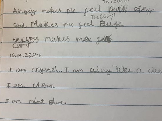 Children in Wren class have been following the <a href="/clpe1/">CLPE</a> competition linked to Laura Dockrill and Lauren Child’s new book “grey” #CLPEGrey. They have been working on emotional language and colours that match these.
