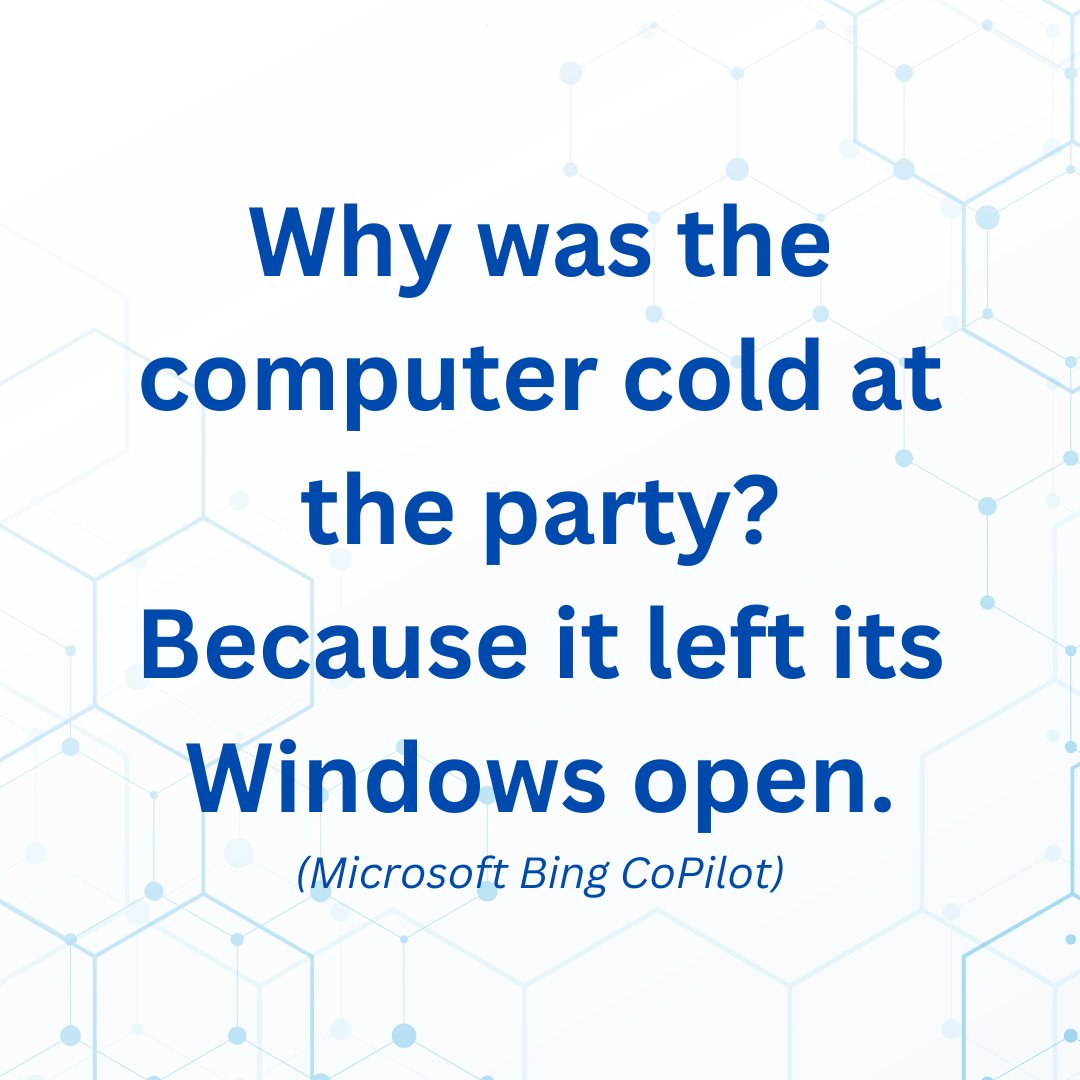 RCS_Tweets's tweet photo. If an #AI-powered chatbot can write a joke this hilarious, imagine what it can do for your business. Our advice for implementing new #technology is to start small. Identify opportunities that get your team comfortable with the tool and with little to no cost. https://t.co/4A90PJ4ysu