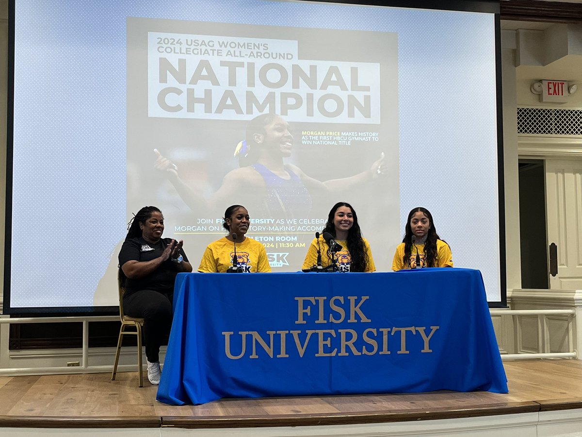 .@fiskuniversity honoring the first HBCU gymnast to win the USAG All-Around champion Morgan Price and @FiskUGymnastics. @NC5