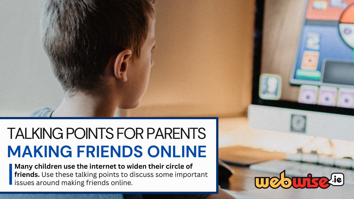 🌐Many children use the internet to widen their circle of friends. ✨These Talking Points are helpful way for #parents to discuss some important issues around making friends online: bit.ly/2IfjoVg #OnlineSafety #Parenting #Technology