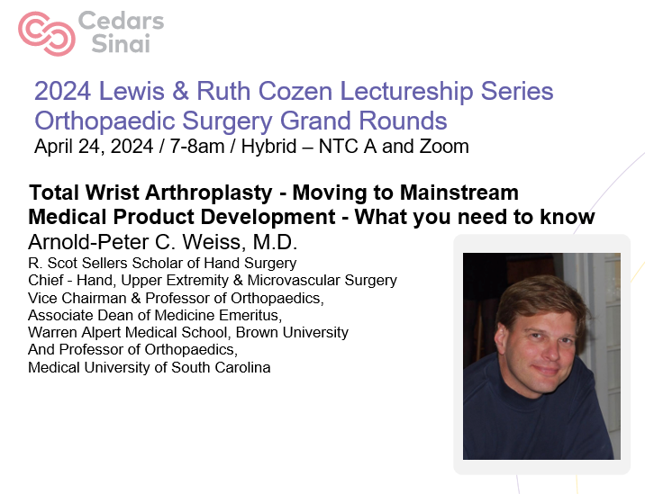 Join us next, Wednesday, April 24th at 7:00AM for an exciting #Orthopaedic #GrandRounds with Dr. Arnold-Peter Weiss @ArnoldPeterWei1 from @BrownUniversity! 🏢In-Person: NTC A ➡️Virtual Meeting Link: microsoft.com/microsoft-team… 👉Meeting ID: 856 1867 8834 👉Passcode: ortho