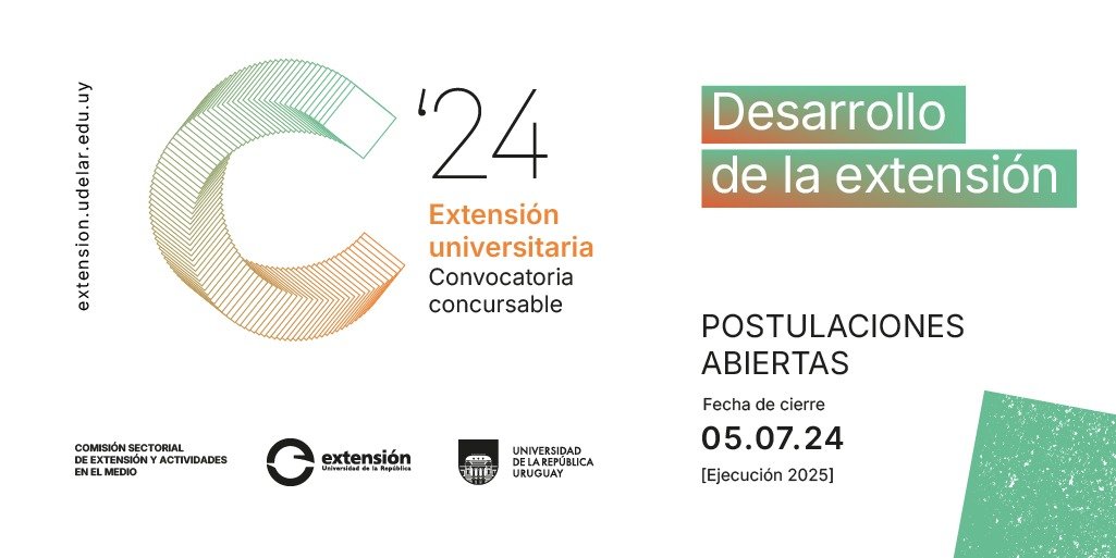 📢 ¡Convocatoria abierta!
🧶 Proyectos de Desarrollo de la Extensión Universitaria 2024-2025

💰 Hasta $U 500.000, con financiación de sueldos, gastos e inversiones.

📝 Cierre de convocatoria: 5/7

📲 Encontrá información en extension.udelar.edu.uy