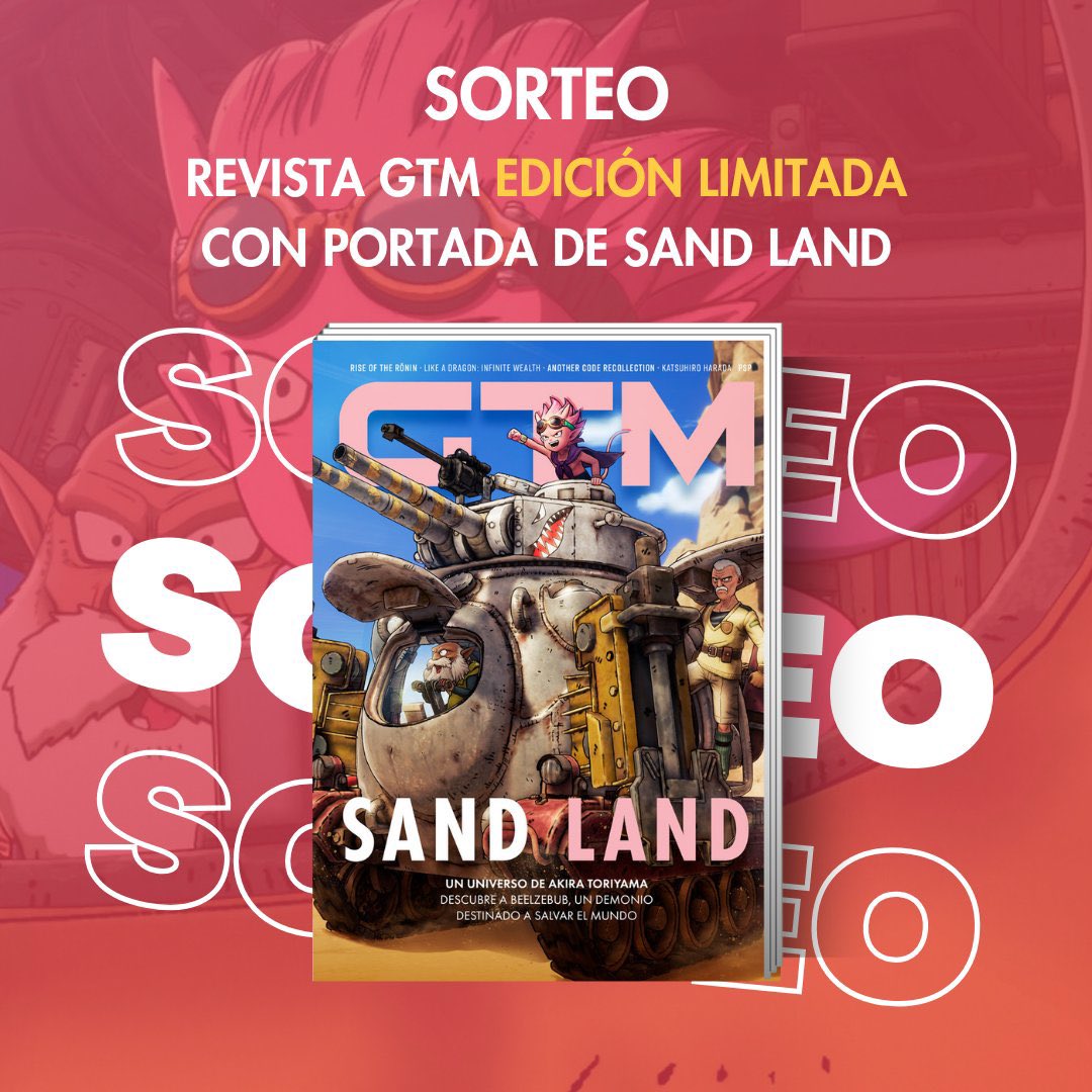 VivaErManga's tweet photo. 🏜️SORTEO🏜️

¿Quieres ganar el próximo número de la revista GTM con esta portada limitada de ‘Sand Land’ con tacto especial de arena?

1️⃣¡Haz RT!
2️⃣Sigue a @VivaErManga y @GamesTribune
3️⃣¡Menciona a un amigo/a muy fan de Toriyama!

📅Fin 25/04/2024 - Válido para Península https://t.co/6MEhKhyOgw
