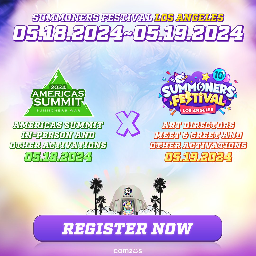 The #SummonersWar 10th Anniversary Festival will be taking place at Hello82 on May 18th to 19th! 🎉
In order to attend this event you must sign up for both days!

Full Details &amp; To Register:
bit.ly/Summoners_Fest…

#SummonersWar #Com2us #SW10thAnniv #SWFest #hello82 #hello82LA