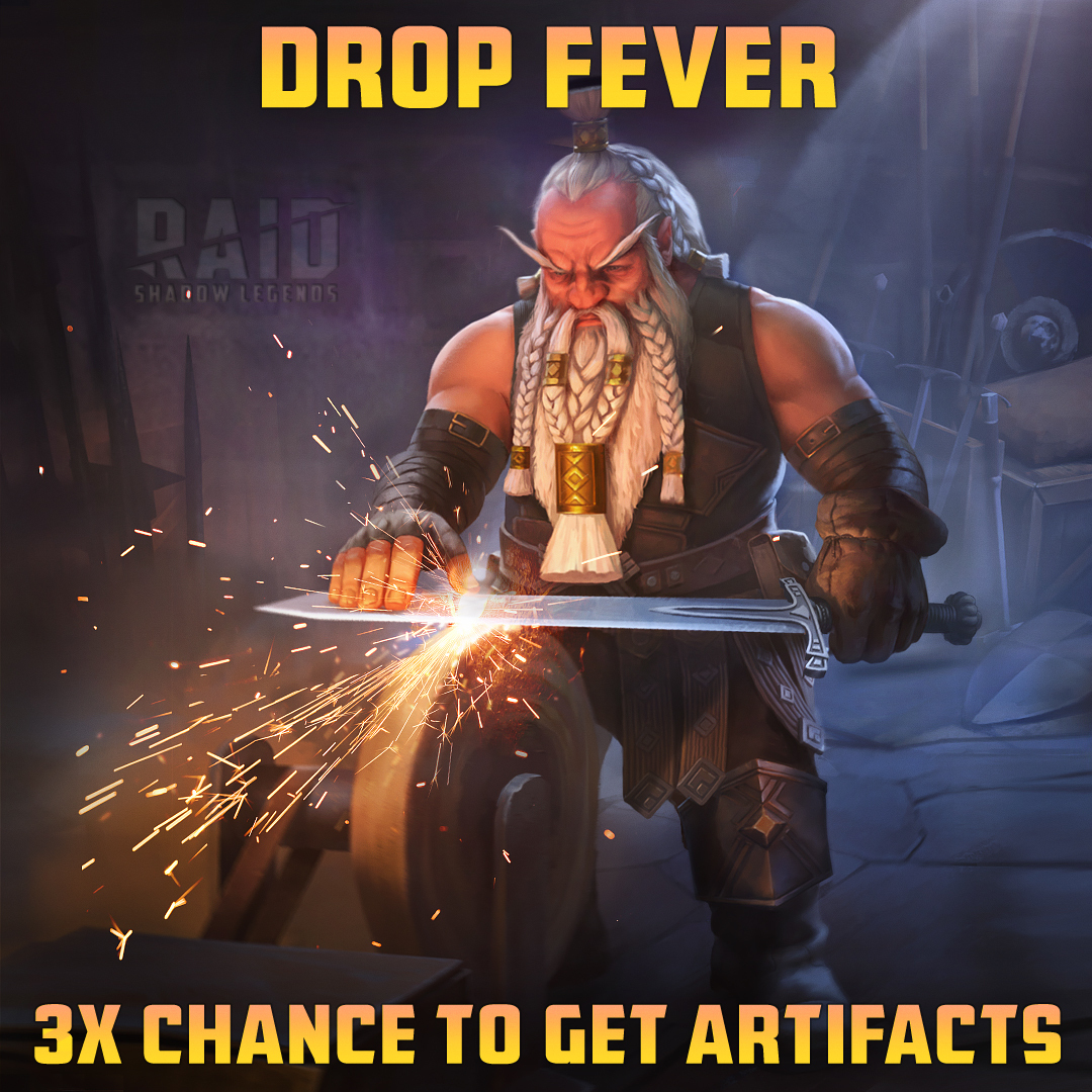 From 16:15 UTC, April 17, until 16:15 UTC, April 19 - 3X chance of getting Savage Artifacts from the Fire Knight's Castle. From 16:15 UTC, April 19, until 16:15 UTC, April 21 - 3X chance of getting Accessories for the Banner Lords Faction from the Spider's Den.