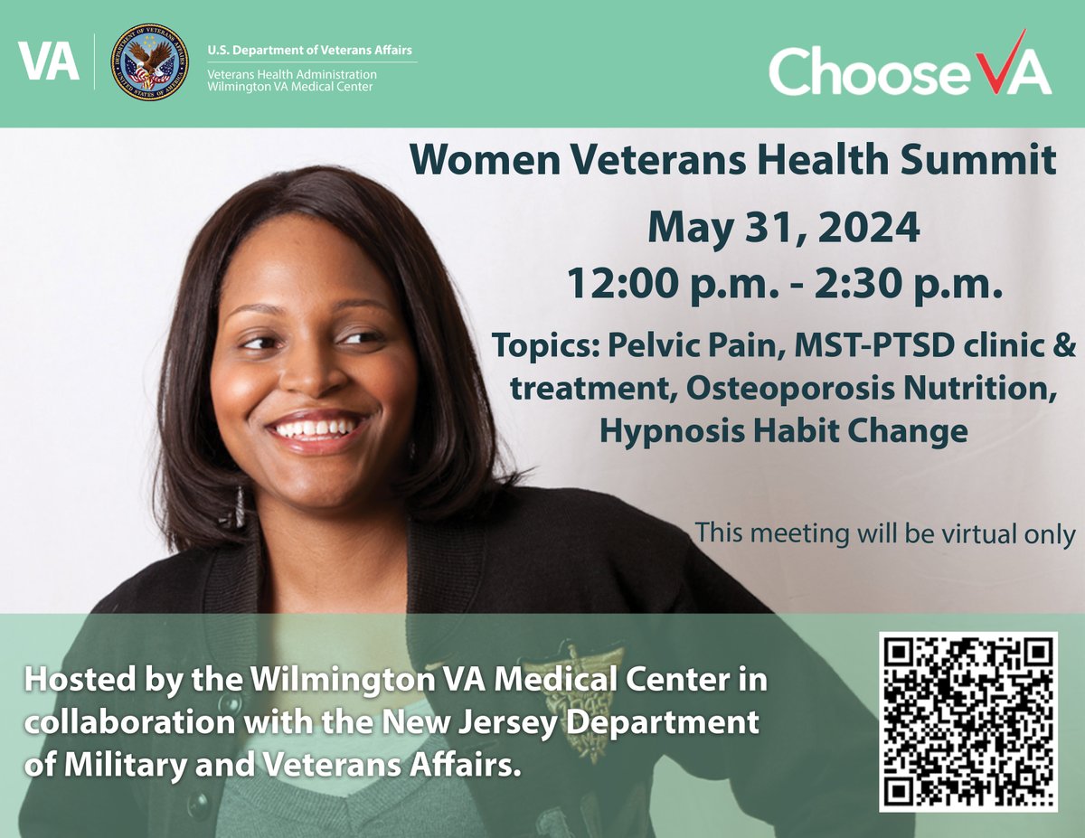 COMMUNITY PLANNER: May 31, 12 noon – 2:30 pm The @DeptVetAffairs' @WilmingtonVAMC will host a virtual Women Veterans Health Summit. The summit will feature interactive workshops, networking opportunities, and more. To register, visit: eventbrite.com/e/women-vetera…