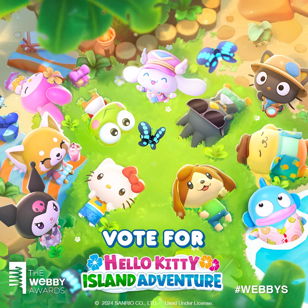 SUPER SWEET NEWS 🎉 Hello Kitty Island Adventure has been nominated for a Webby Award! Fan voting ends tomorrow April 18th. Vote for us here: bit.ly/3VXpr97 #Webbys