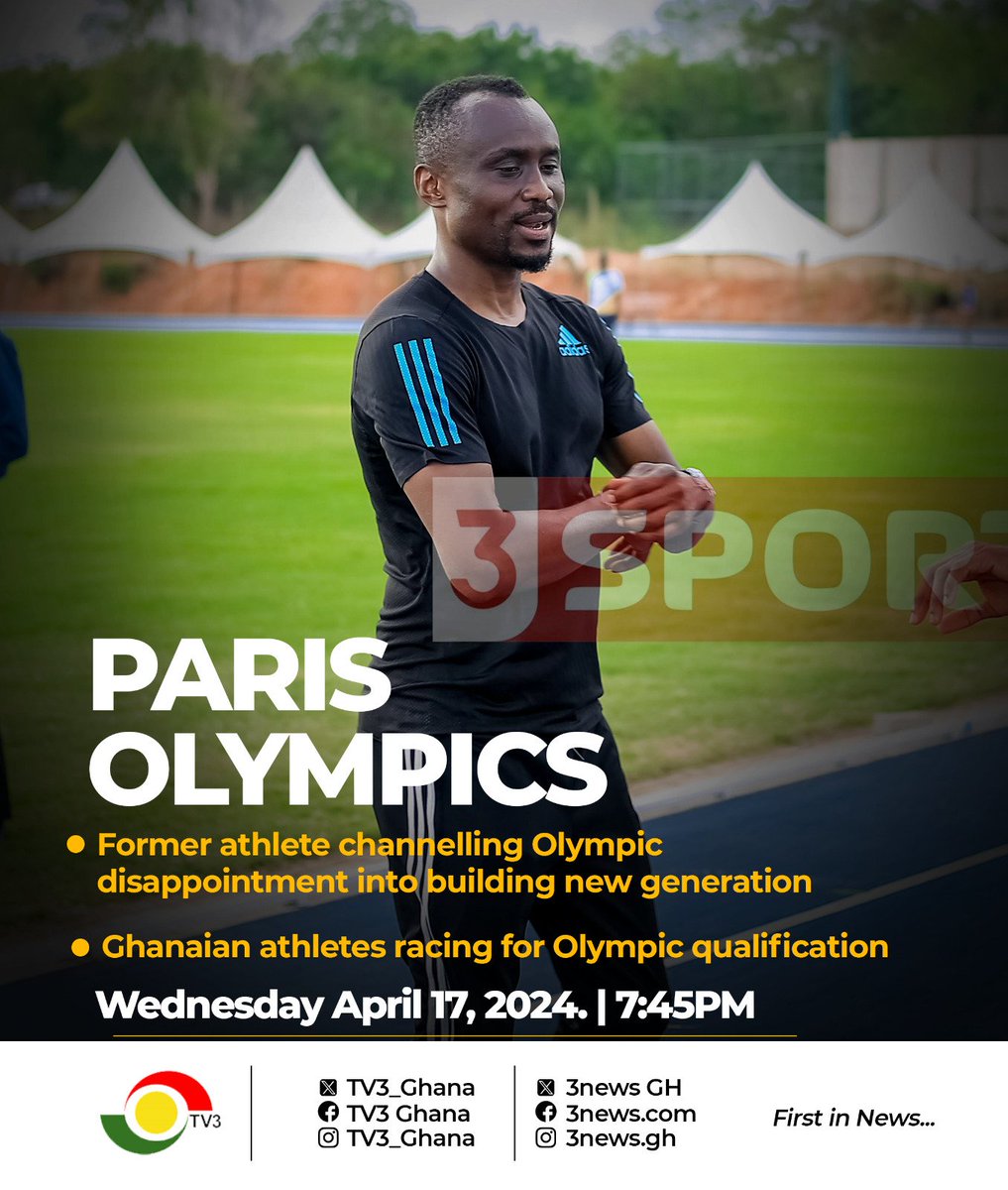We have two specials on @tv3_ghana tonight! Join us at 7:45pm as we build up to #Paris2024 with 100 days to go #3SportsGH