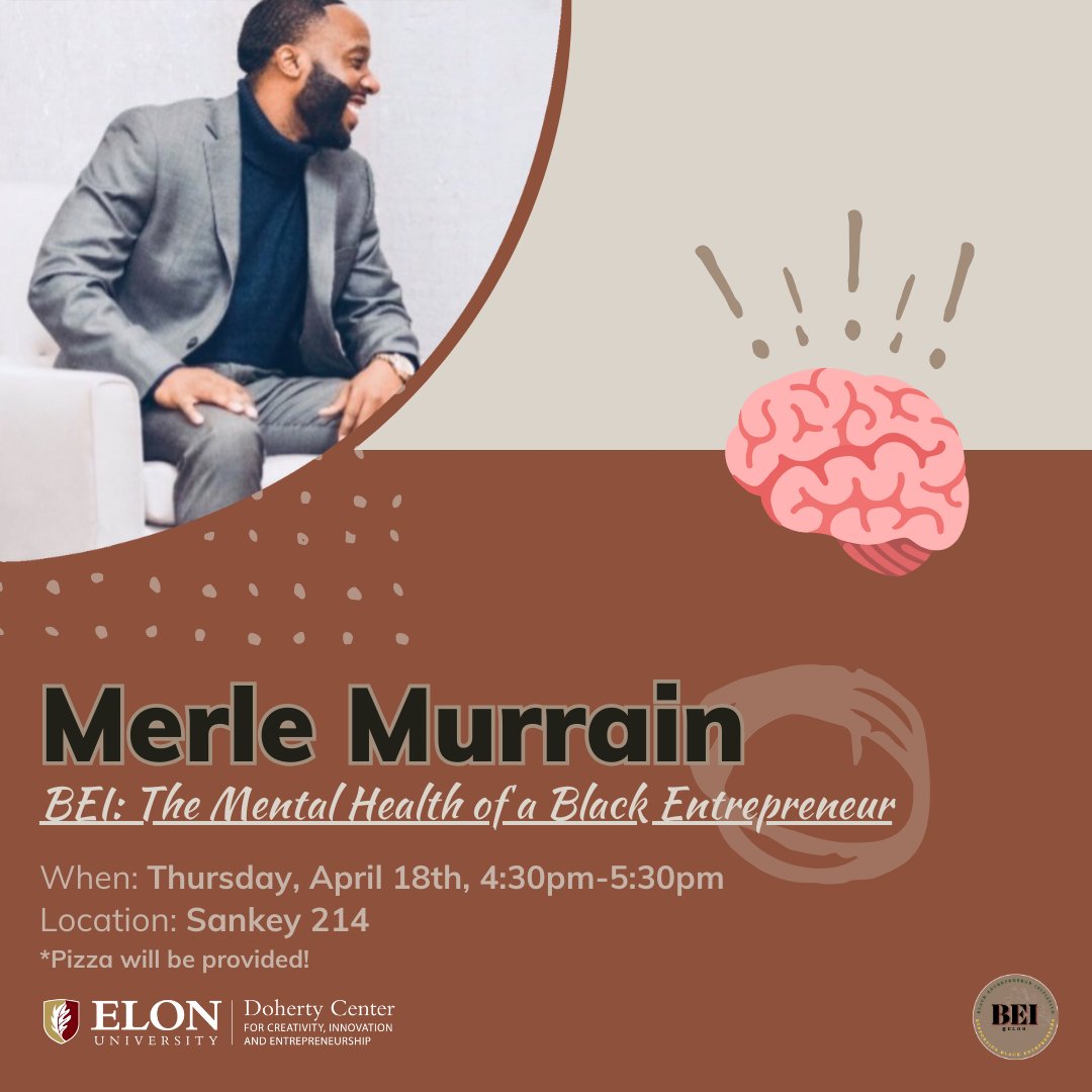 DohertyCenter's tweet image. Elon Black  Entrepreneur Initiative  is pleased to introduce Merle Murrain, founder and CEO of UWALLET. 

Based in the Greensboro area, Merle will share his insights of his story mission, and challenges he’s faced with a focus on mental health.

We hope to see you all there!