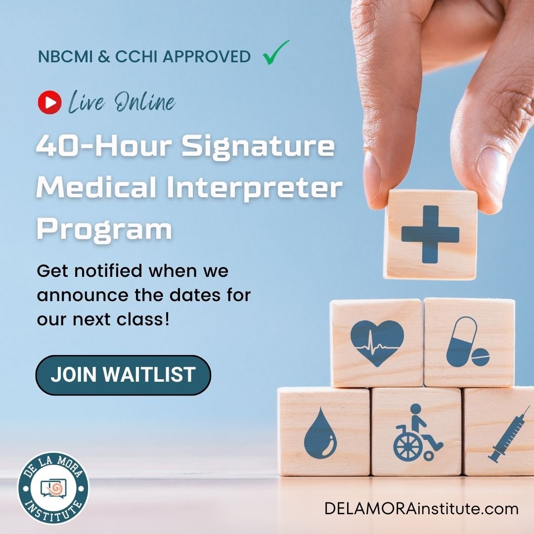 Time to plan ahead! ⏲️ Join our waitlist today to stay in the loop and be among the first to get the schedule and details about our upcoming Signature Medical Interpreter Program 🩺📚. 

Link in bio!

#MedicalInterpreter #HealthcareInterpreter #CCHI #CMI #ProfessionalInterpreter