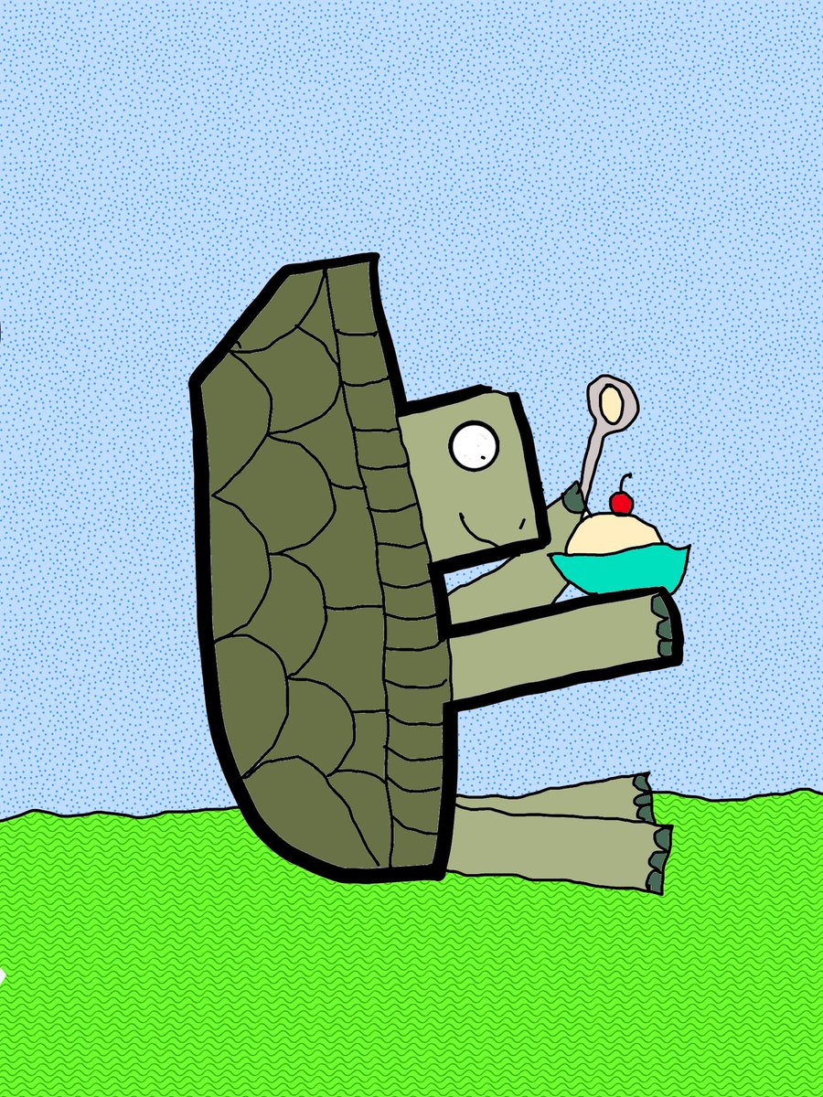 @StudioTeaBreak #StudiTeaBreak It's the Wednesday #ShapeChallenge Turtle eating ice cream.