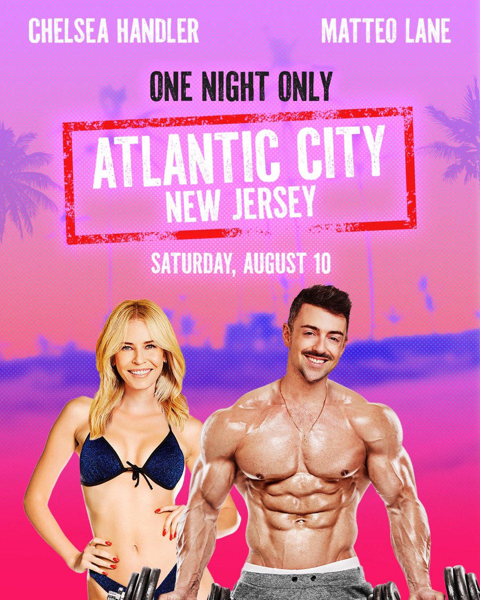 ATLANTIC CITY! Come see Matteo Lane and me on Saturday, August 10 at the Hard Rock Live at Etess Arena. ⬆️ Get tix with code ONENIGHT at ticketmaster.com/event/02006082…