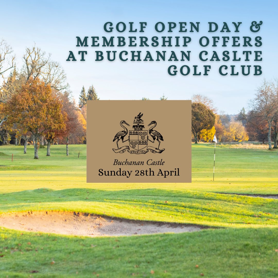 New 'Get Into Golf' Memberships with @BuchananClub ⛳️ OFFERS for new members, come to their Open Day on Sun 28th Apr to find out more. Membership deals on the day & FREE Junior memberships! Try their driving range, visit the Pro Shop & enjoy free coffee & cake in the Clubhouse!