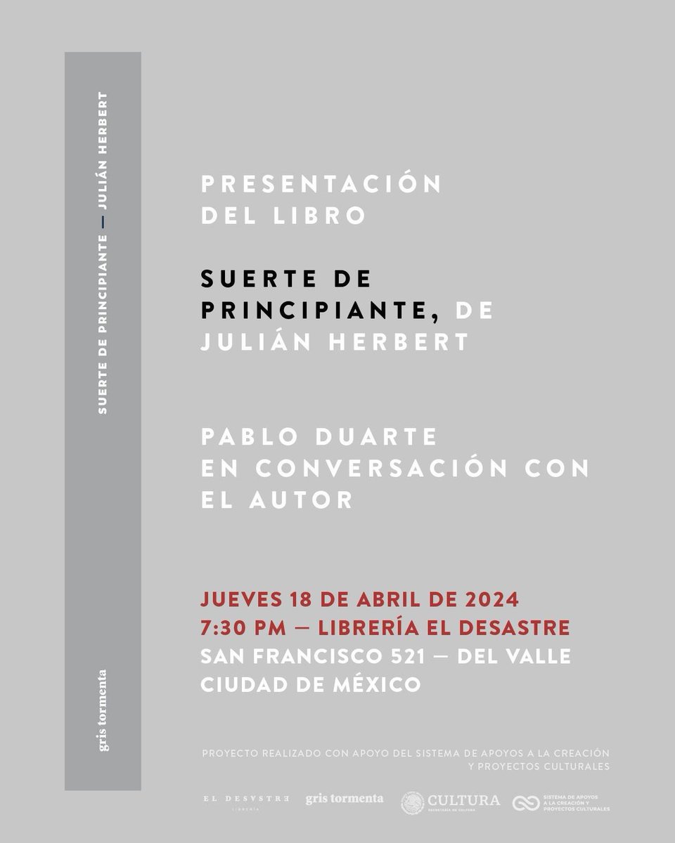 Hoy miércoles 17 presentaremos _Suerte de principiante_ en Querétaro, y mañana jueves 18 en la CDMX. Ojalá vengan.