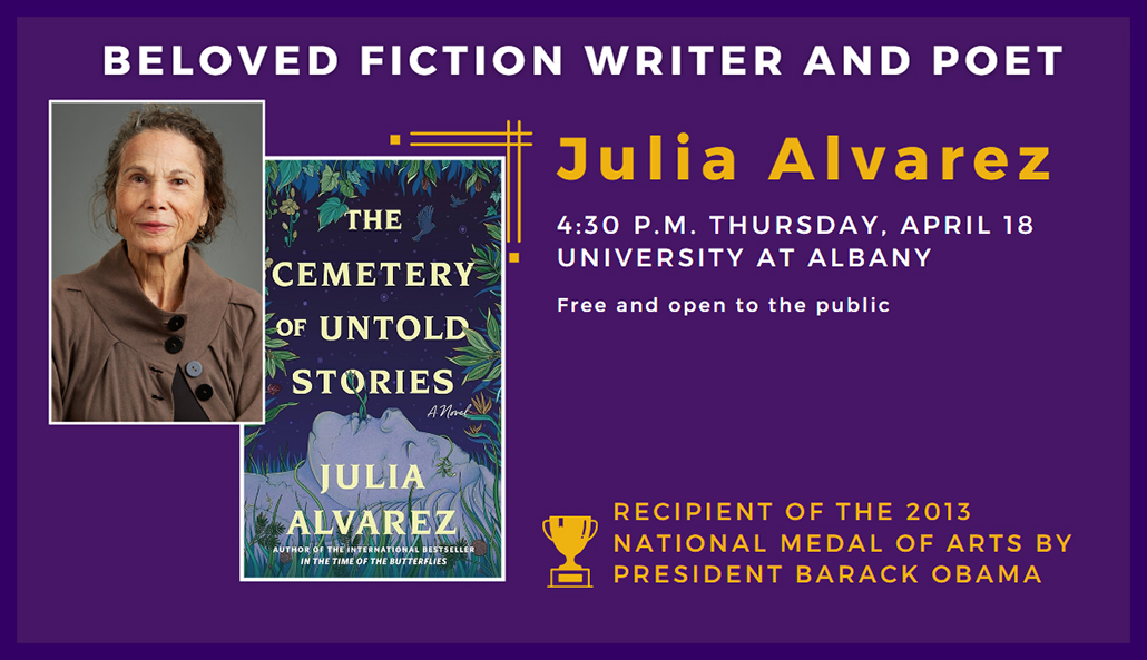 Our 4:30 p.m. Thursday (April 18) event with Julia Alvarez has been moved to the @UAlbany Campus Center West Auditorium. More at nyswritersinstitute.org/juliaalvarez @writerjalvarez