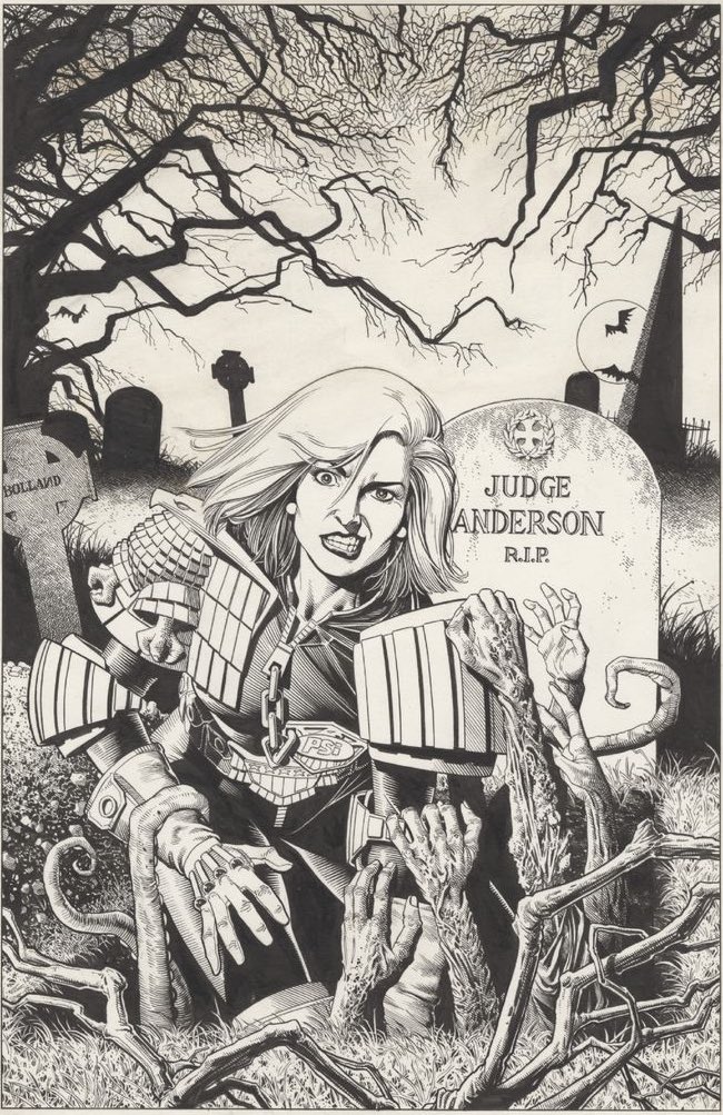 Judge Anderson b&w artwork by Brian Bolland #JudgeDredd #JudgeAnderson #BritishComics #BrianBolland #ComicArt