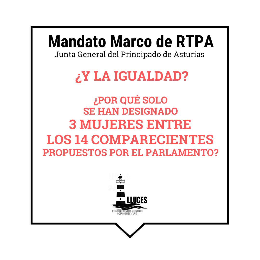 <a href="/RTPAOficial/">RTPA</a> Otro asunto es la desigualdad de género porque comparecerán 3 mujeres entre 14 ponentes.

Parece incomprensible que una institución como el parlamento asturiano fomente esta falta de representatividad que no respeta siquiera un concepto tan básico como la igualdad.