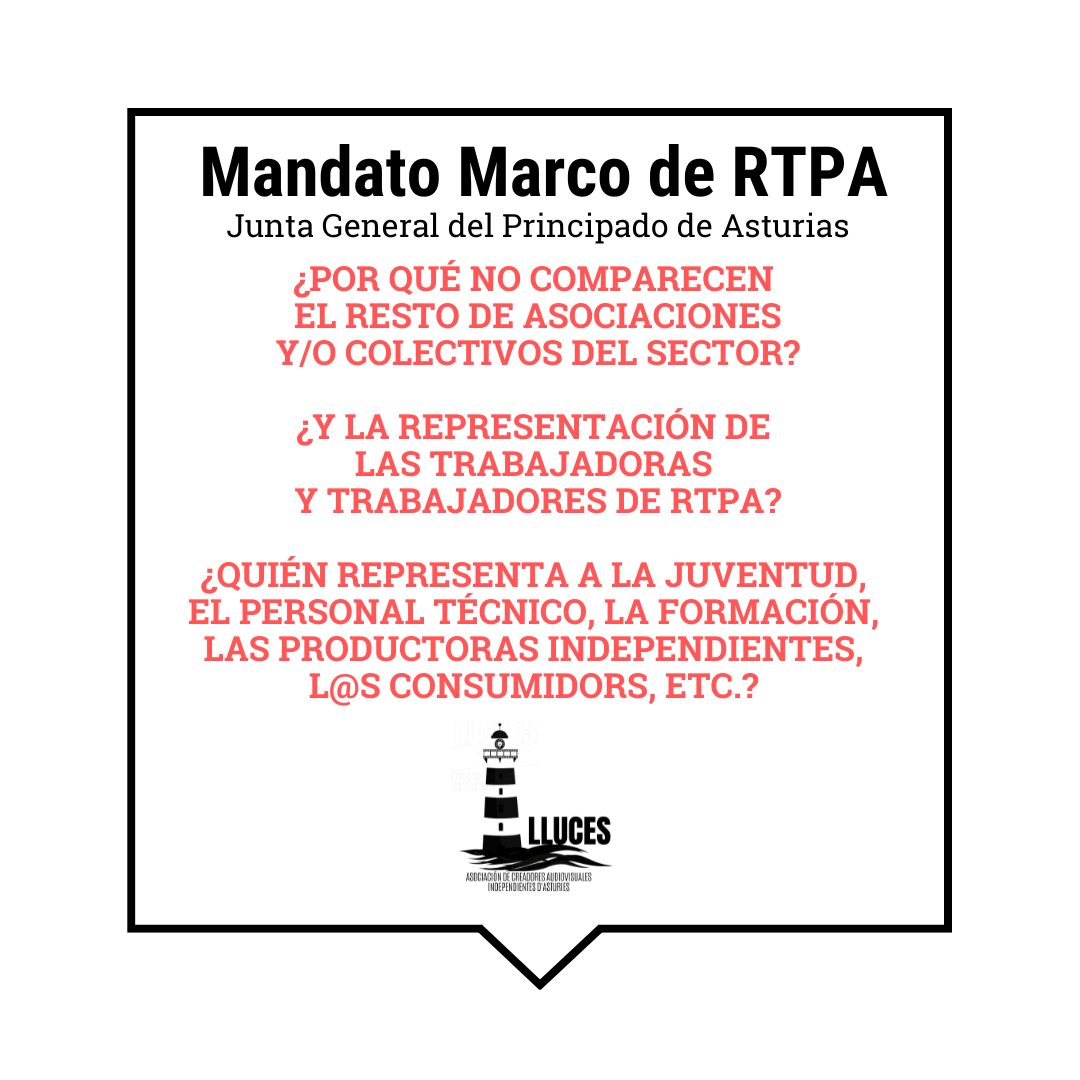 <a href="/RTPAOficial/">RTPA</a> 🎞️Mañana es el día de la sociedad civil pero, salvo #Lluces, el total de los comparecientes del sector #audiovisual lo hacen a título individual y, en algunos casos, siendo proveedores recurrentes de RTPA. ¿Qué motivación tiene esta falta de representación del interés general?