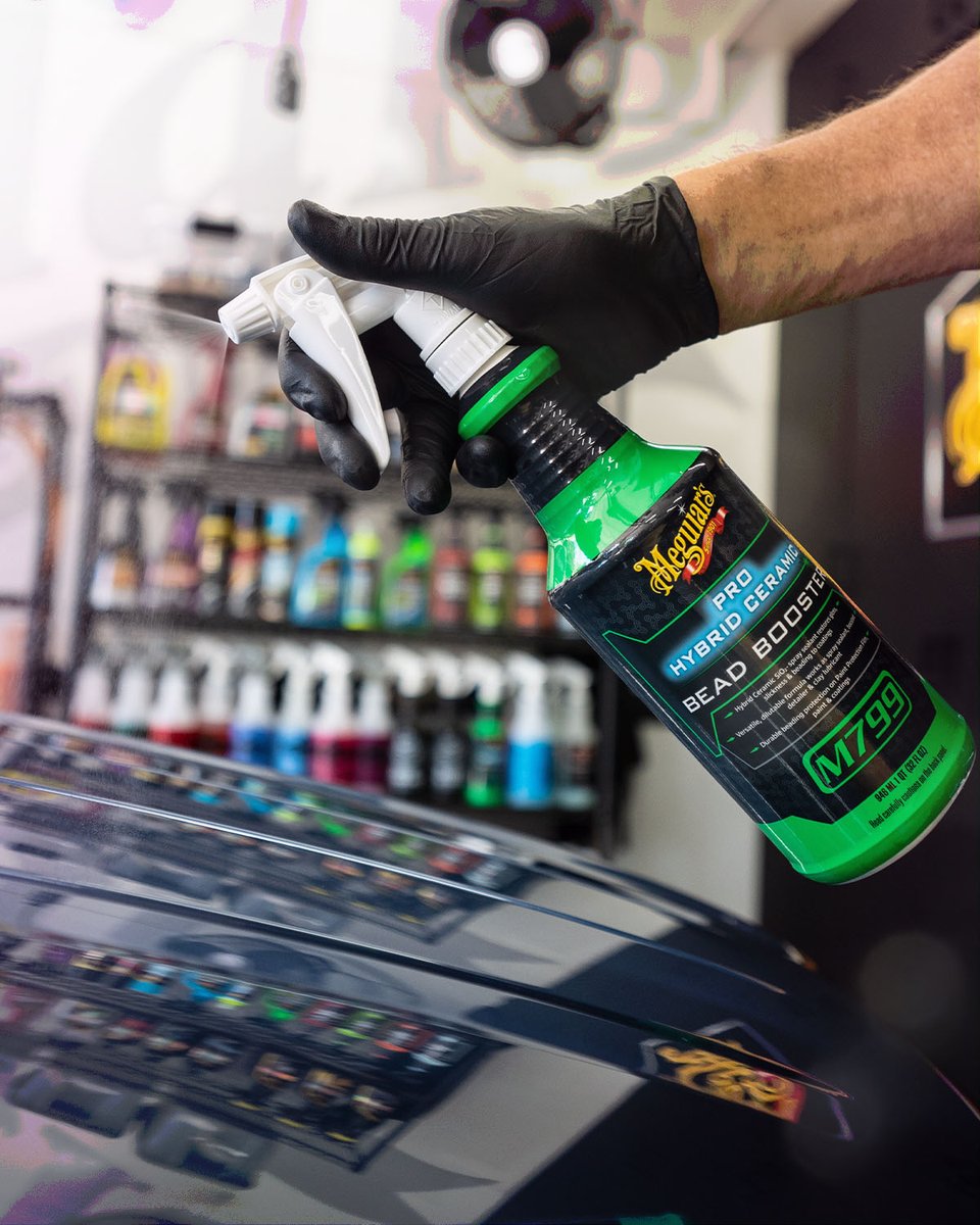 Meguiars's tweet photo. Are you looking to boost beads &amp; increase Sio2 hybrid ceramic protection &amp; slickness?
M799 Pro Hybrid Ceramic Bead Booster is!

#meguiars #professionaldetailing https://t.co/OXkU1NKFij
