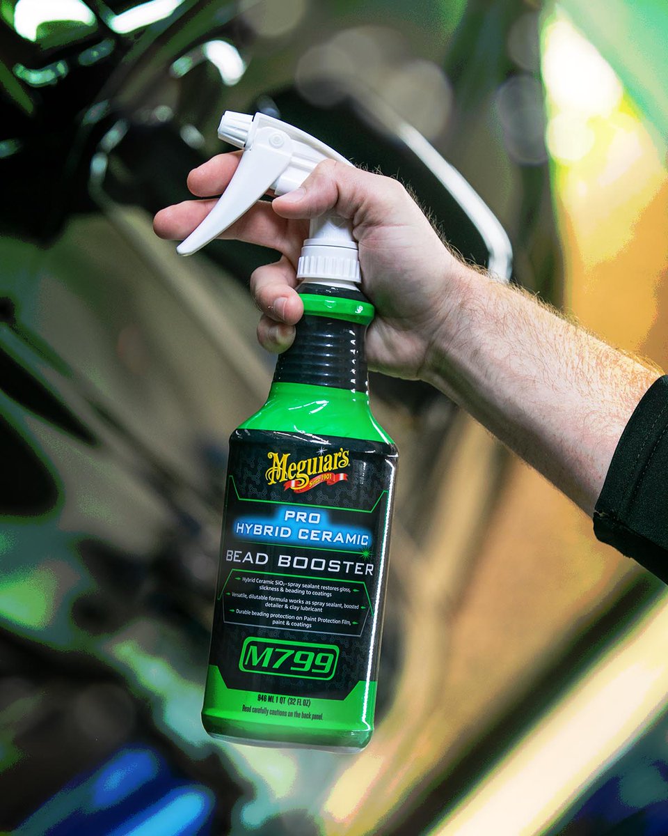 Meguiars's tweet photo. Are you looking to boost beads &amp; increase Sio2 hybrid ceramic protection &amp; slickness?
M799 Pro Hybrid Ceramic Bead Booster is!

#meguiars #professionaldetailing https://t.co/OXkU1NKFij