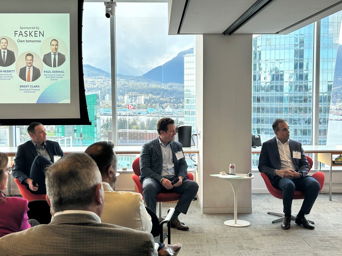 Pleasure hosting the Canadian Alternative Mortgage Lenders (CAMLA) Fireside Chat & Social last night at our #Fasken #Vancouver office. Thanks to Steve Ponte, CAMLA Director, for moderating, and our Fasken panel Paul Grewal, Brent Clark and Glen Nesbitt. #CAMLA #MortgageLenders