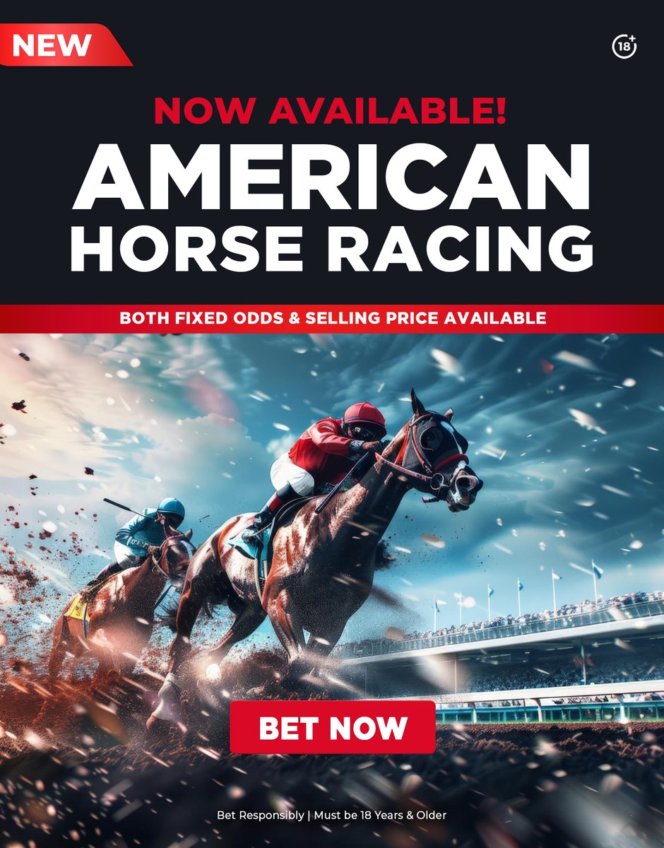 anybetja's tweet photo. American Horse Racing #NowAvailable
Place your bets!

https://t.co/MoJymDxBVn

#Horse #Jamaica #LiveBetting #OnlineBetting #HorseRacing #BestOdds #AmericanHorseRacing #HorseBetting https://t.co/Kd8KCns6TS