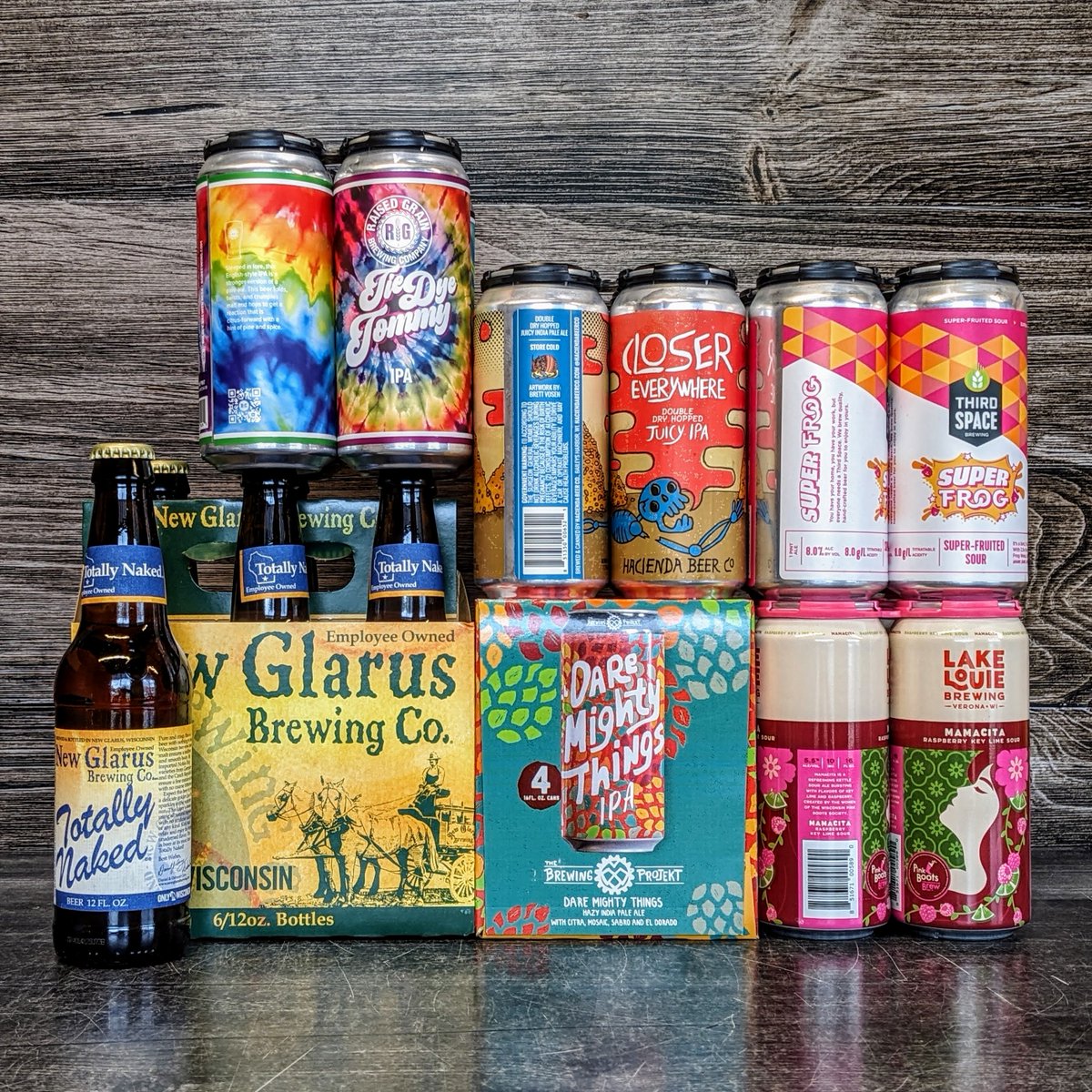 Its #WiBeerWednesday yet again...perfect day to celebrate some true spring weather! Sours from @lakelouiebeers & @thirdspacebrews; hops from @brewingprojekt, @HaciendaBeerCo & @raisedgrain. And finally @newglarusbrew #TotallyNaked returns! #DrinkLocal #WiCraftBeer #LagerForLife