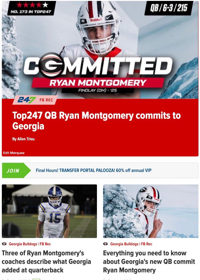 🐶 RYAN MONTGOMERY DAY 🐶 We’ve got all your coverage @Dawgs247, and plenty more to come. Commit w/ quotes: 247sports.com/college/georgi… Everything to know: 247sports.com/college/georgi… Coaches’ perspective: 247sports.com/college/georgi…