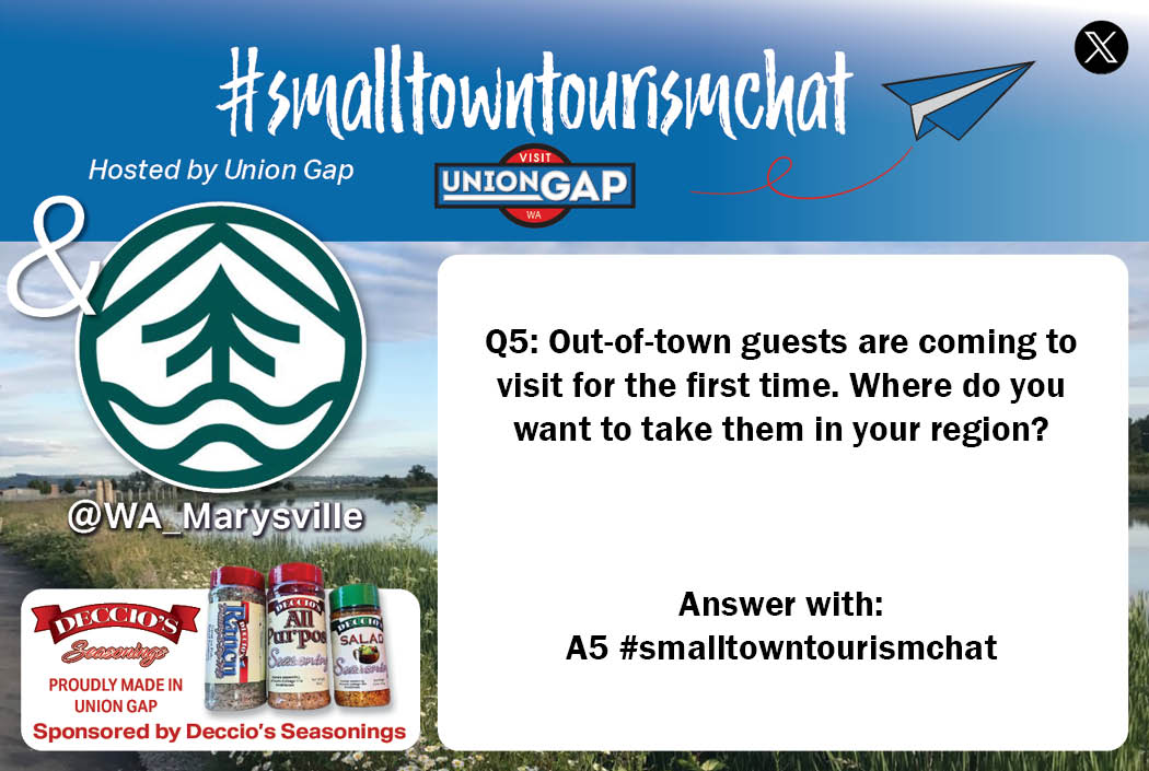 Q5: Out-of-town guests are coming to visit for the first time. Where do you want to take them in your region? Answer with: A5 #smalltowntourismchat