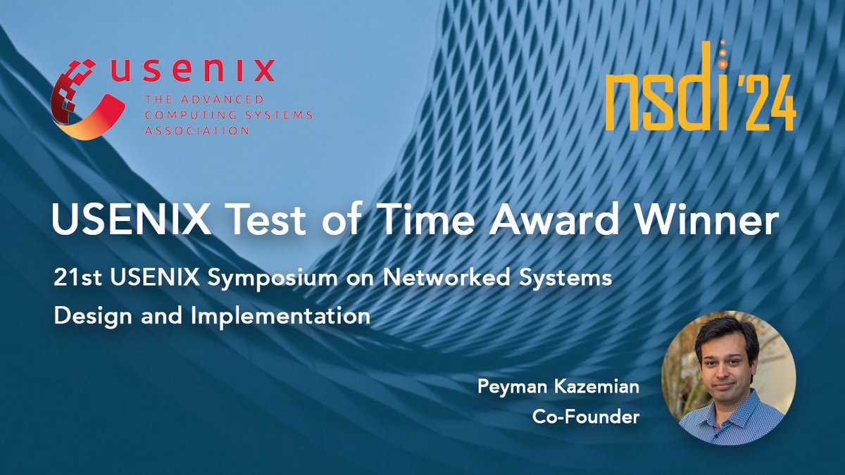 Congratulations to our co-founder, Peyman Kazemian, on winning the USENIX Test of Time Award that recognizes the lasting impact his paper on Header Space Analysis has had on the networking field!