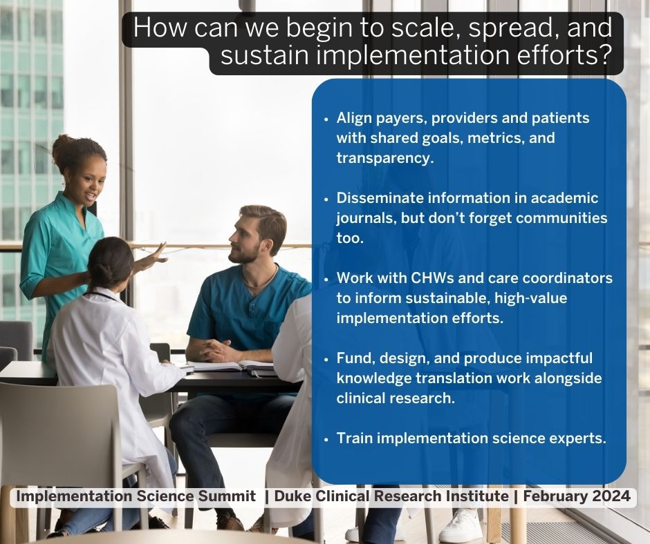 What is the future of moving #evidencebased therapies into action for #CKM disease? Broad #dissemination of results and training the next generation of #knowledgetranslation scientists. Be a part of the #ImpSci conversation. #CVD Read more: duke.is/imp-summit