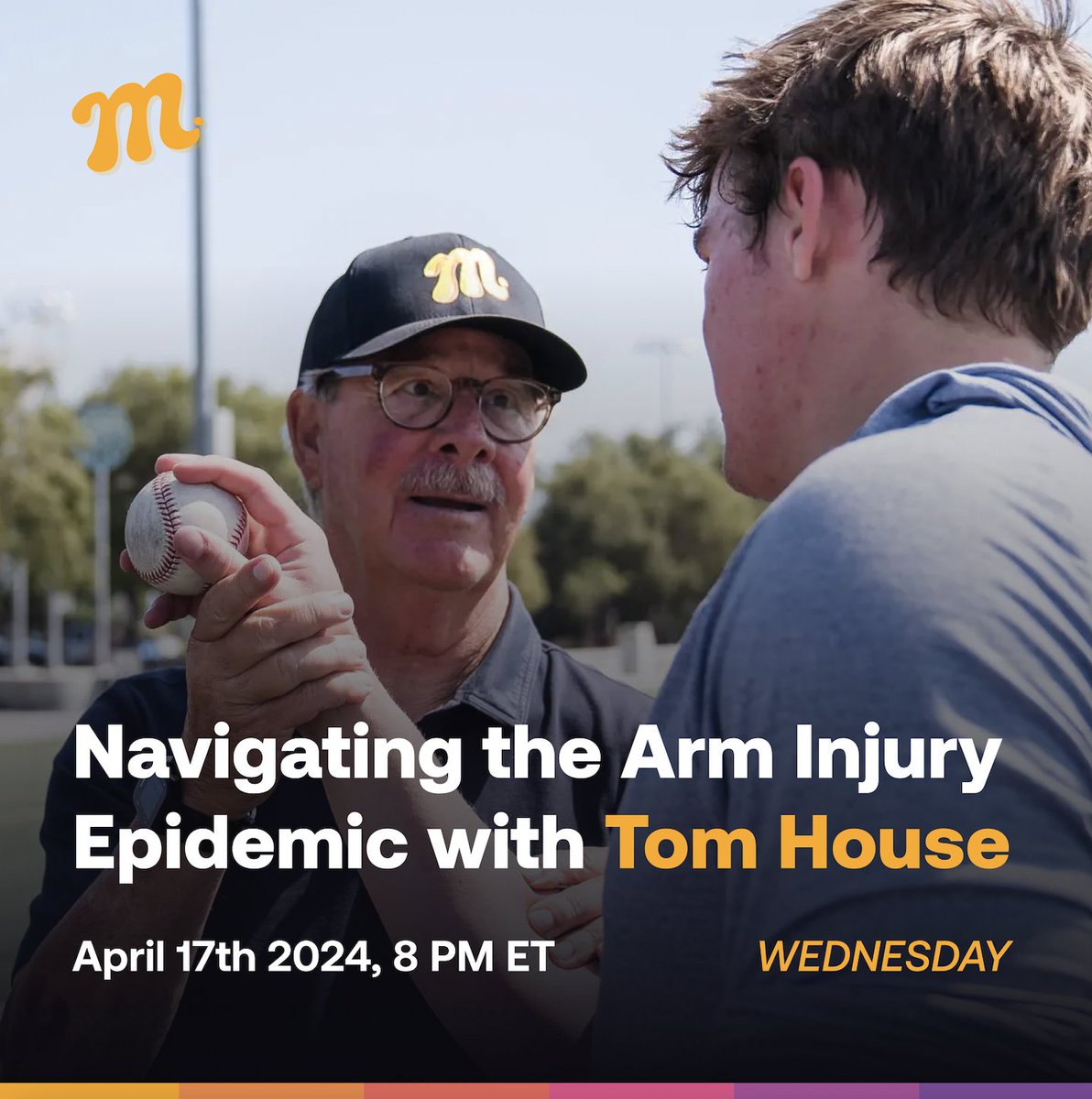 TONIGHT: Join coach @tomhouse In the Kitchen at 8 PM ET for a special class on arm injuries and how to prevent them. DM us your questions and register here: in-the-kitchen.teammstrd.com #pitching #armcare #recovery