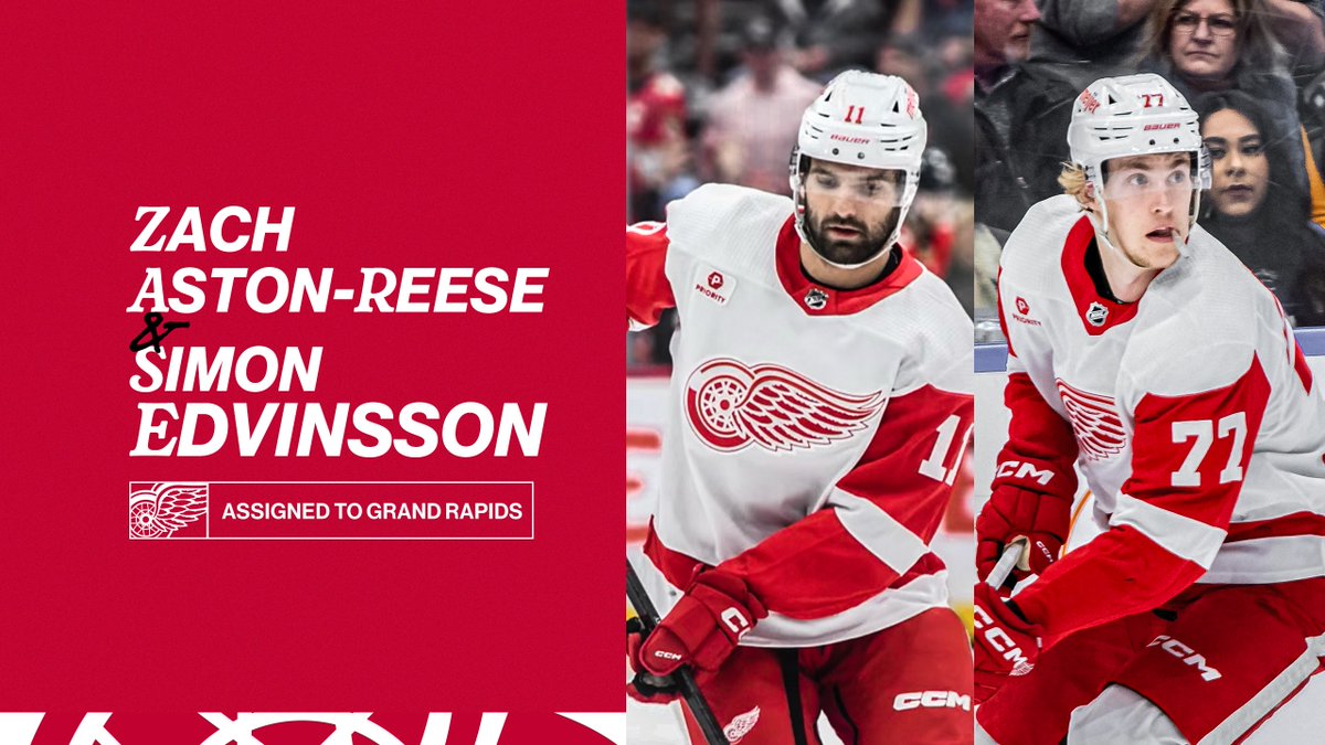 UPDATE: The #RedWings today assigned Zach Aston-Reese and Simon Edvinsson to the AHL’s Grand Rapids Griffins.