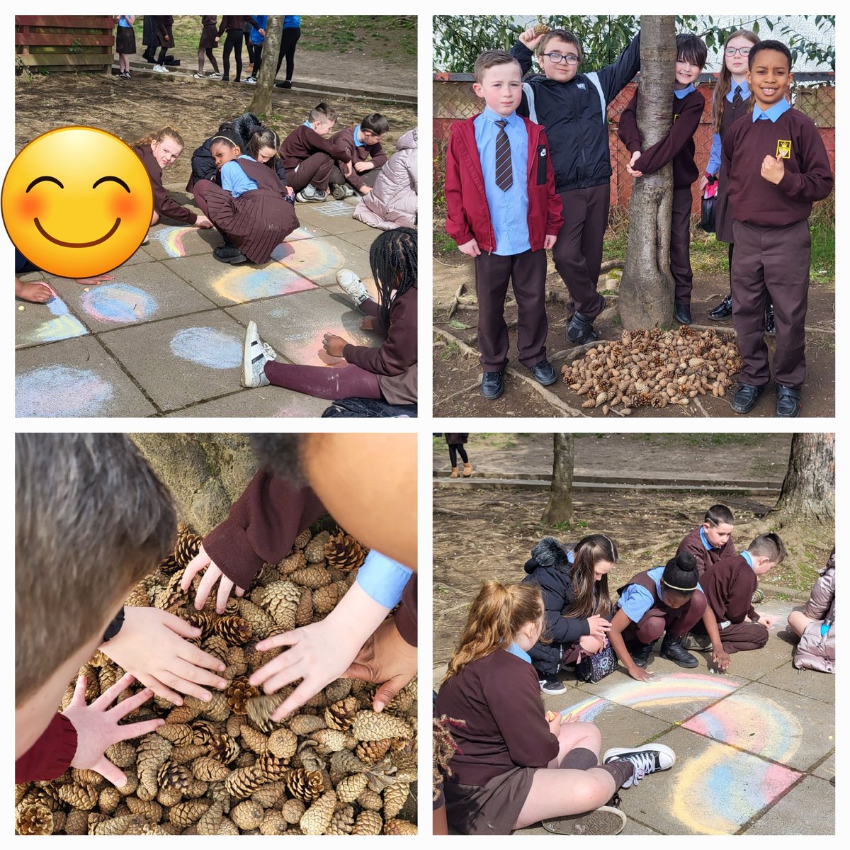 Children were using chalk and natural resources, which encouraged creativity and imagination during lunchtime. @StBlanesGCC #naturalresources #creativity #imagination