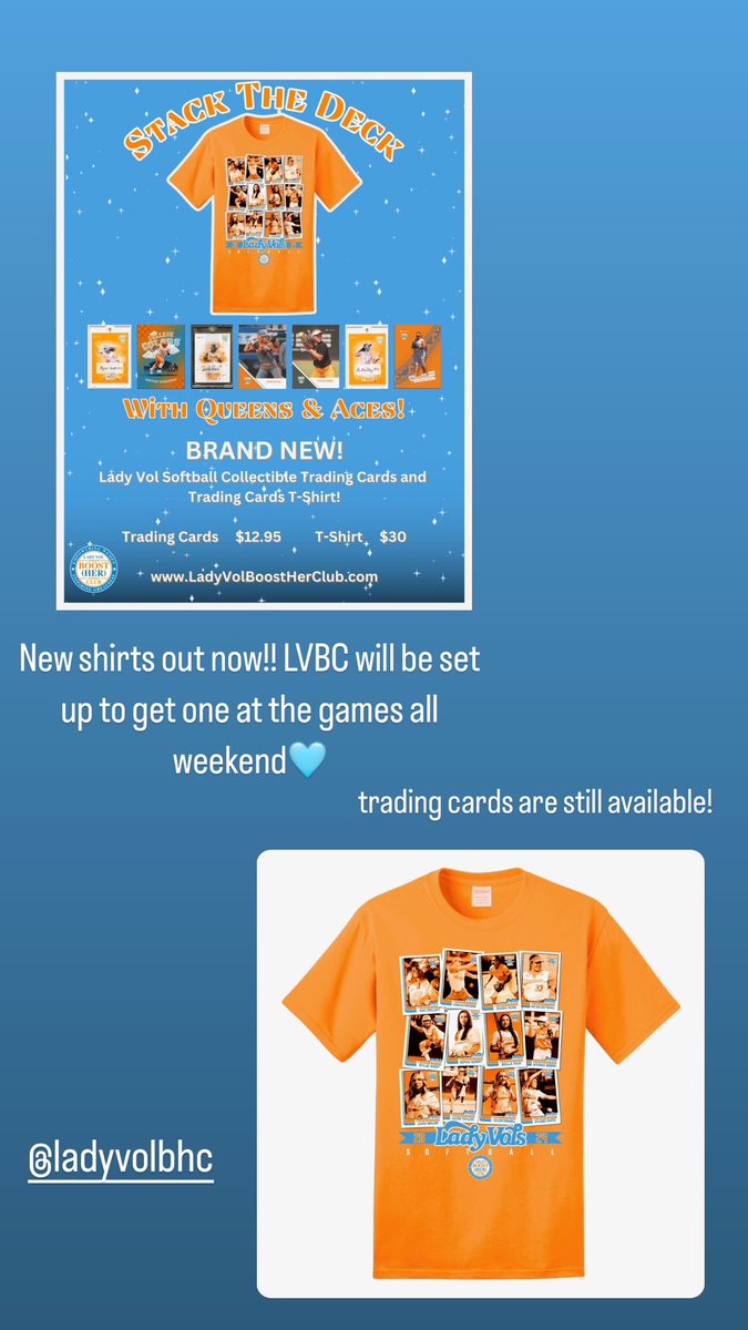 New T-shirts and trading cards exclusive to the Lady Vol Booster Club!!