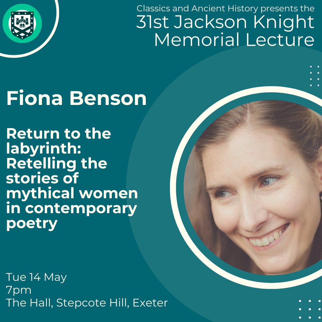We are looking forward to welcoming award-winning poet Fiona Benson to deliver the 31st Jackson Knight Memorial Lecture on Tue May 14, 7pm.
Full details and registration: exeter.ac.uk/events/details…