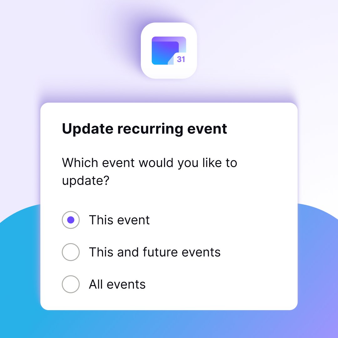 🎉 Another week, another #ProtonCalendar feature – this time for our web app. Need to reschedule your weekly meeting? No problem! You can now edit event details for a single event occurrence without updating the entire series. Let us know what you think: account.proton.me/calendar