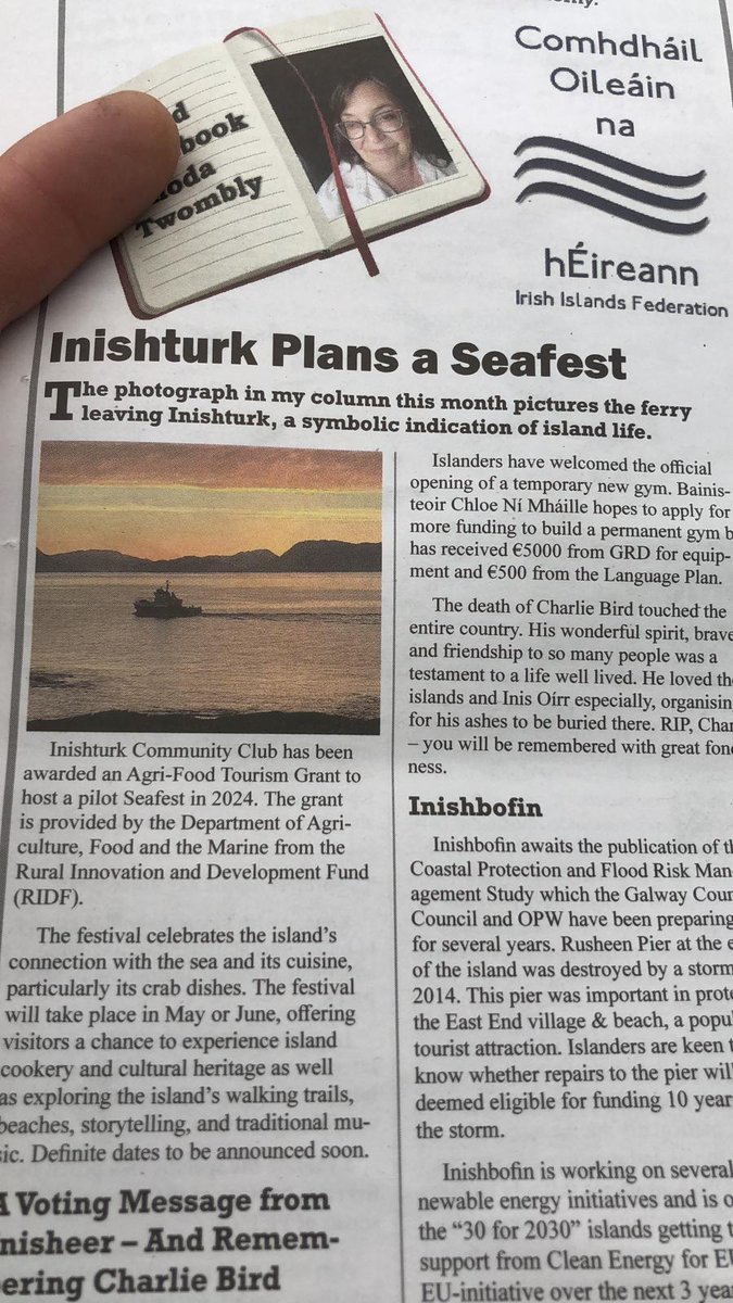 A lovely piece on Inishturk in the @MarineTimesNews Seafest...watch this space 😊 #SUMMER2024 #irishfestivals @Inishlyre