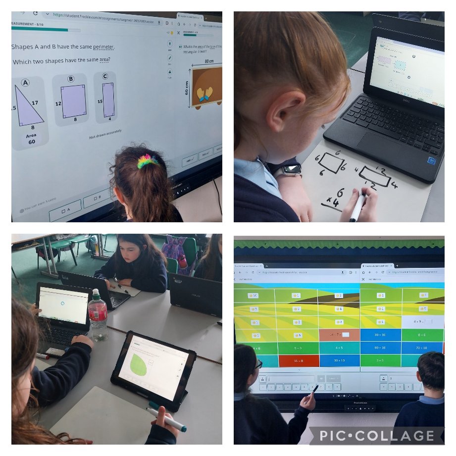 FaughanvaleS's tweet photo. Today, our P6 pupils had great fun testing their knowledge of the topics Area &amp; Perimeter, using Freckle. 
Plenty of visual representations to help consolidate their understanding of what is traditionally a challenging maths topic.
Congratulations girls &amp; boys, you smashed it! https://t.co/tpRidb7Jzk