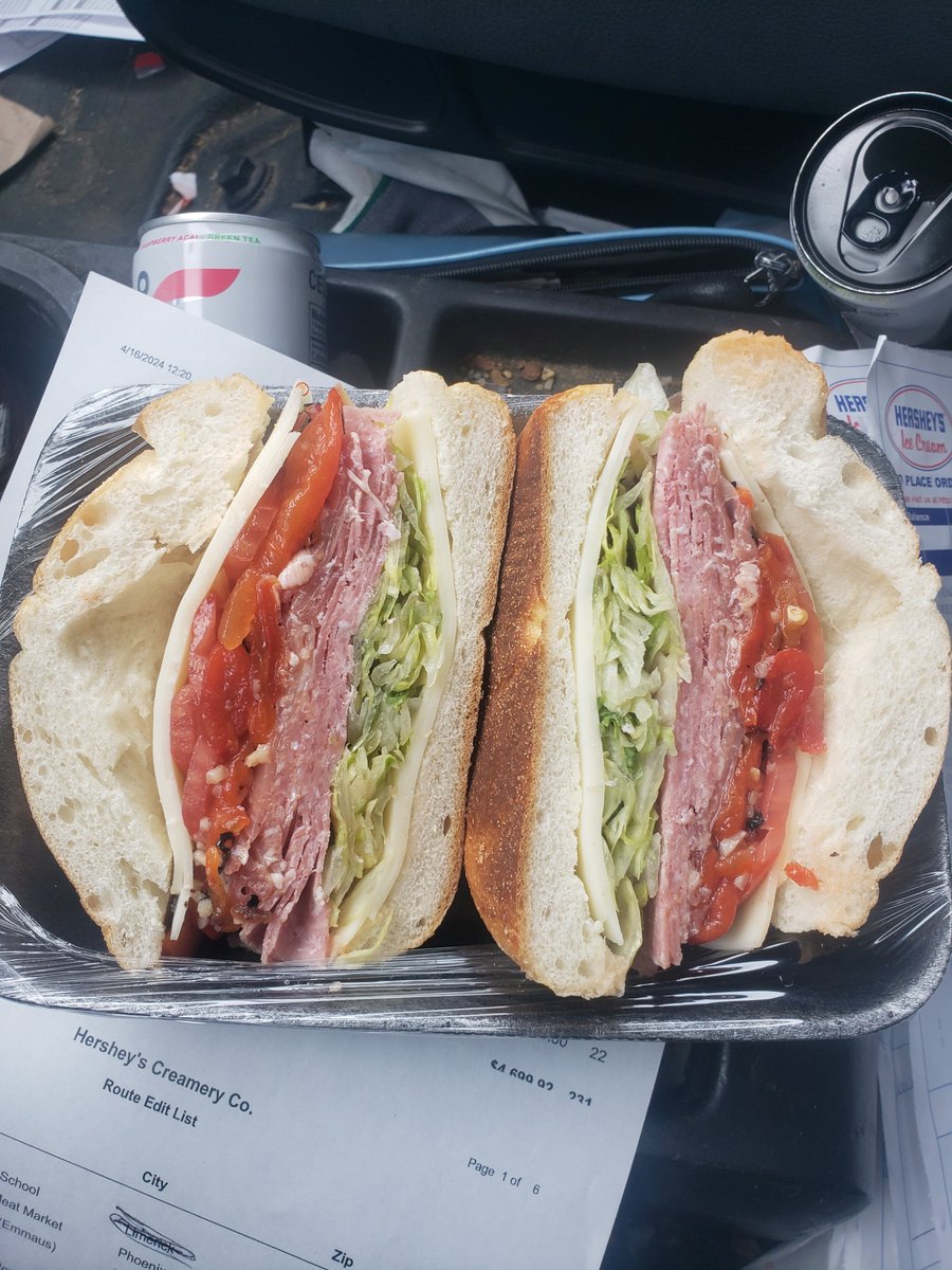 #Lunch time @ Foresta's in Phoenixville, PA. Genoa, Prosciutto, Provolone, L/T, Roasted Red Peppers. Even better since it was on the house. Love my delivery customers. #yum