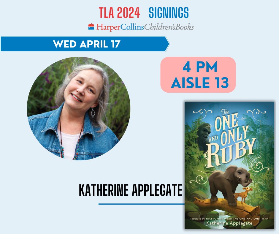 The One and Only Katherine Applegate is signing today at #TLA24!