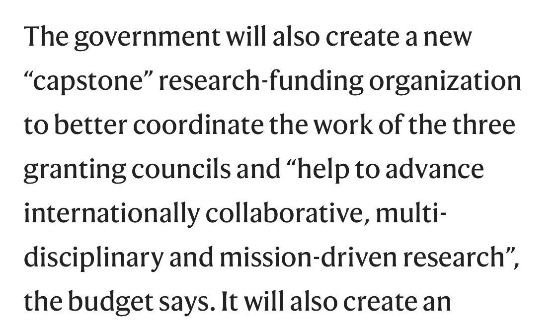 New structure with the new money invested in science?