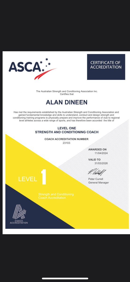 Delighted to get this under the belt. I’m not officially a @the_ASCA level 1 certified strength and conditioning coach!