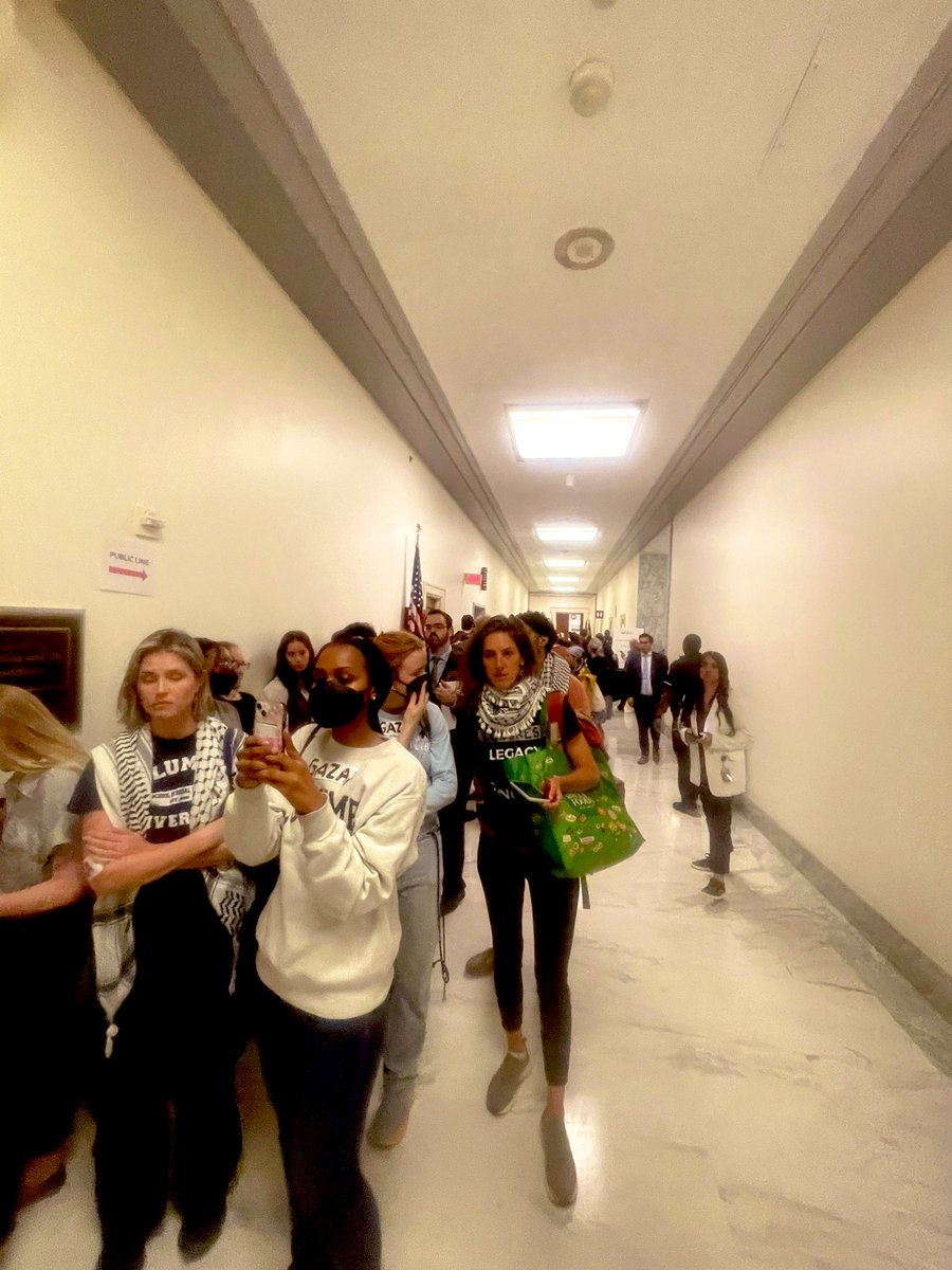 Columbia students outside the hearing today say they were not allowed in. They say they want to see safety for all students - they feel as though pro Palestinian voices are being silenced even though she says they are demonstrating peacefully.