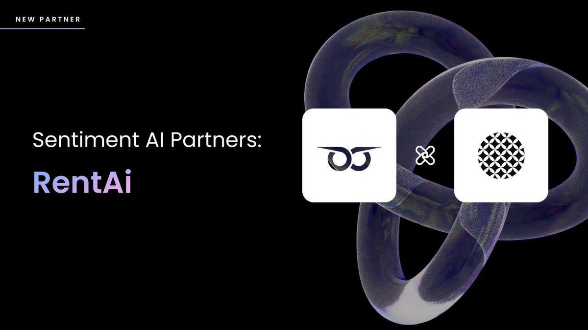 👫 RentAI is partnering with Sentiment AI! 👫

<a href="/sentimentai_xyz/">Sentiment AI</a>

We're excited to share an update about our ongoing partnerships, particularly with a project that provides AI driven insights from a project’s chart.

Sentiment AI on chain activity and online sentiment analysis is
