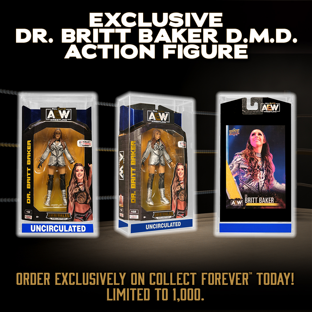 The Doctor is in-stock on Collect Forever📷! Collect an exclusive Dr. Britt Baker D.M.D. Jazwares AEW action figure – limited to 1,000! Check out this link to purchase:collectforever.com/Product/AEW-Un…