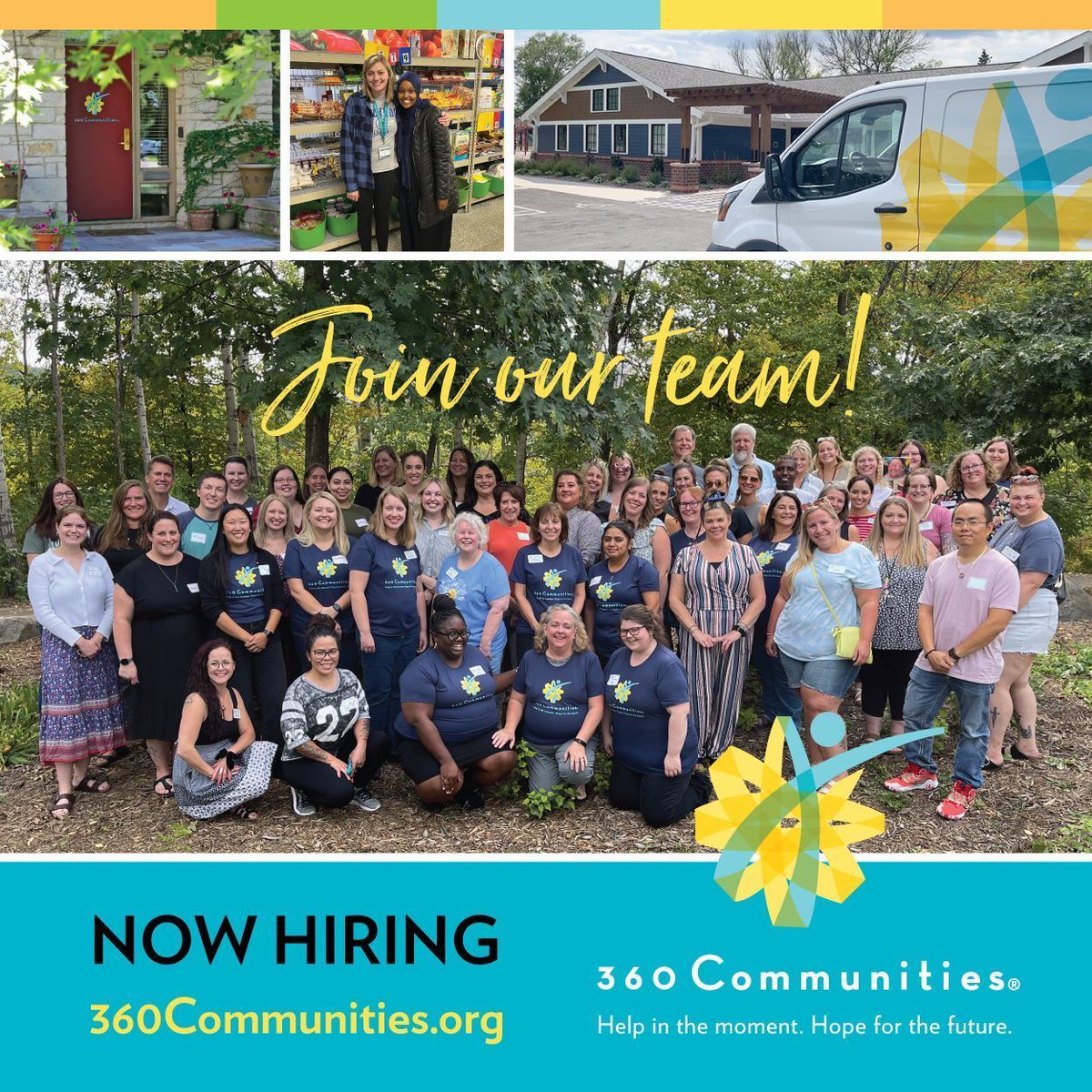 360 Communities is #NowHiring passionate, mission-focused people to join our team and make a difference in our community. If you want to join an award-winning team, head over to our job postings here: bit.ly/360jobopenings

#HelpInTheMoment #HopeForTheFuture #NonprofitJobs #DEI