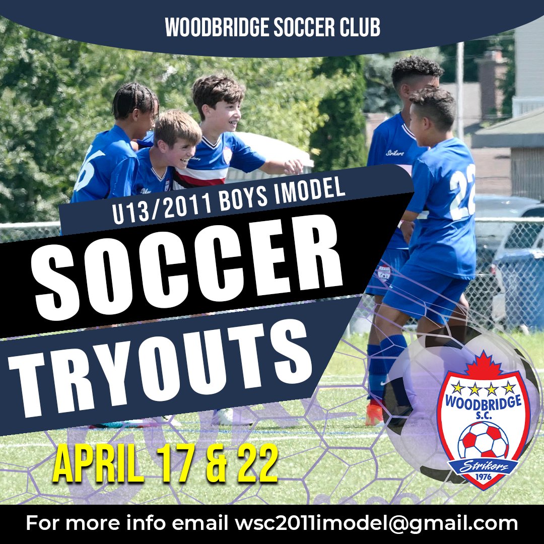 Join the Woodbridge Soccer Boys IModel U13/2011 Team! Calling all talented young players! We're on the lookout for dedicated and passionate young men to join our U13/2011 IModel soccer team. To sign up for trials or get more info, shoot us an email at wsc2011imodel@gmail.com.