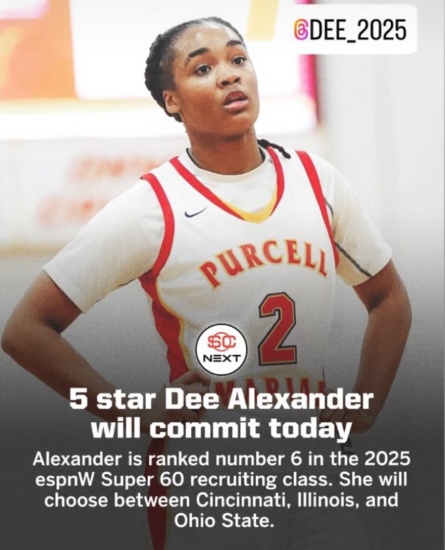5 Star women’s hoops recruit Dee Alexander announces her commitment tonight 👀